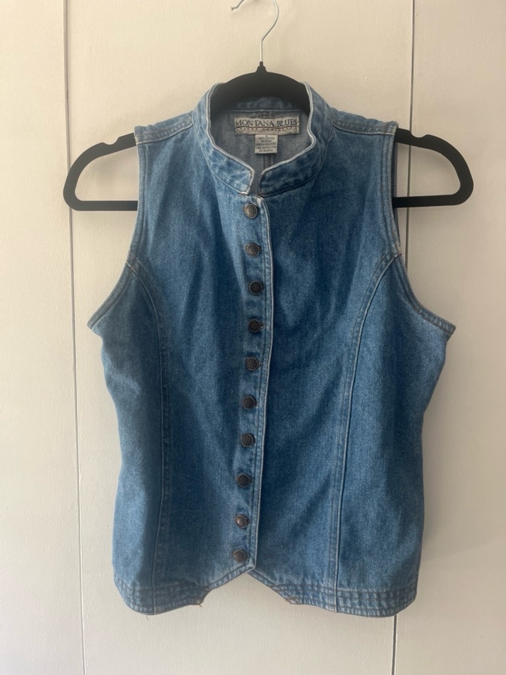 Vintage Montana Blues Denim Vest in Light Blue Wash
